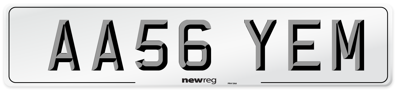 AA56 YEM Number Plate from New Reg